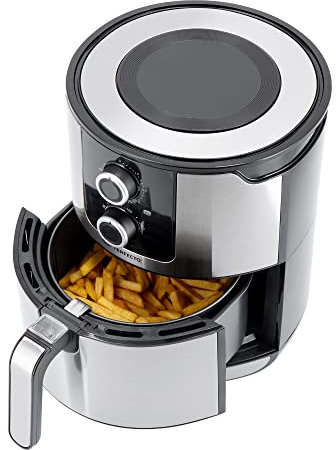 Just Perfecto PERFECTO Heißluftfritteuse 4L 1400W | Edelstahl | Mit Timerfunktion | Spülmaschinenfest | Airfryer, Heisluftfritöse, Fritteuse, Air Fryer