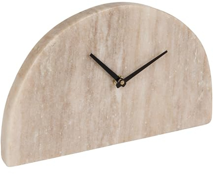 Bloomingville Modern Half Moon Marble, Beige and Black Mantel Clock, Natural