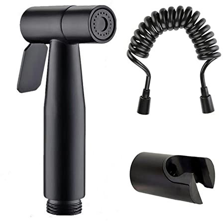 Pulvérisateur de bidet, robinet de bidet, pulvérisateur noir à fixation murale, acier inoxydable noir mat pour bidet de toilettes, robinet de douche Shattaf