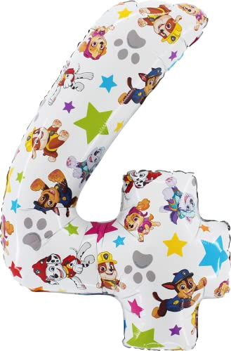 Toyland® 26 Inch Paw Patrol Number Foil Balloon - Kids Party Balloons - Number 1-6 Available (NUMBER 4)