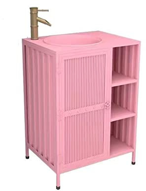 ZARBAILRE Mobile Sottolavabo in Stile Industriale, Mobile Sottolavabo Moderno con Lavabo con Rubinetto, Mobile Sottolavabo da Bagno (E 60×46×85cm)