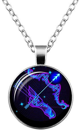 Sternbild-Halskette – 12 Sternzeichen-Halskette, Glasanhänger, Anhänger-Halskette, Edelstein-Halskette, Edelstein-Anhänger Mit Einzigartigem Astrologischen Muster, Als Geschenk Für Frauen Und M
