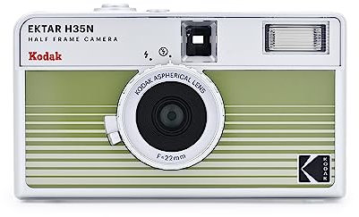 KODAK EKTAR H35N Halbformat-Filmkamera, 35 mm, wiederverwendbar, Bulb-Funktion, Sternfilter, beschichtetes, Objektiv (Film und Batterie sind Nicht im Lieferumfang enthalten) (Grün gestreift)