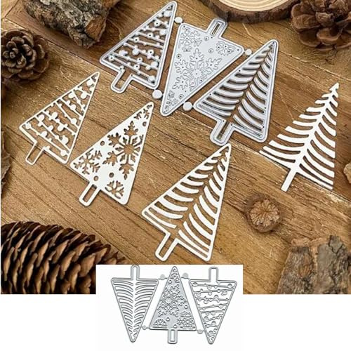 Fclily@JJ Metall-Stanzschablonen, Weihnachtsschnee-Bäume, Schneeflocken-Baum, Stanzschablonen für Bastelarbeiten, Scrapbooking, Alben, dekorative Prägepapier-Stanzformen, Kartenherstellung, 3 Stück