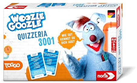 Noris 606102073 - Woozle Goozle Quizzeria 3001 (Spiel ab 8 Jahre) - kooperatives Quiz für Kinder zum Allgemeinwissen, 1-6 Spieler, ca. 20 Min. Spiel-Dauer, Blau, Grün, Gelb