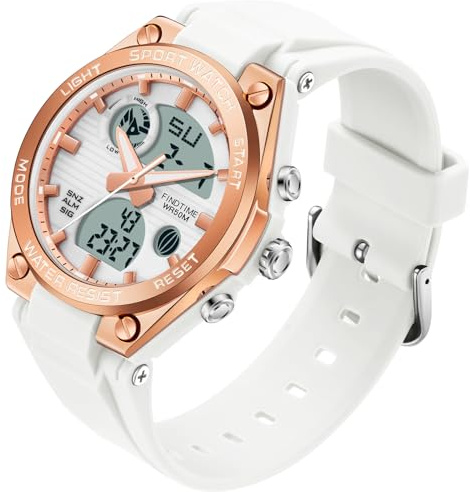Reloj de pulsera digital para mujer con correa de silicona, resistente al agua, 50 m, reloj digital para niñas, niños, analógico, digital, deportivo, con alarma, fecha, LED, reloj infantil electrónico
