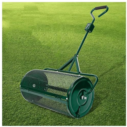 NYANS Épandeur de Compost de 24 Pouces, Épandeur de Graines à Panier en Maille Métallique, Épandeurs à Rouleaux de Mousse de Tourbe, pour Engrais de Pelouse de Jardin,Green-32 * 60cm