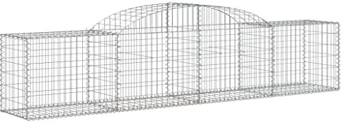 Makastle Set de 3 Parterre surélevé en Gabions arqués, jardinière en Cage à Pierre, Lit Surélevé à Gabion, Parterre de Fleurs Jardin Terrasse Extérieur Jardinière Panier à Pierres, 300x50x60/80 cm