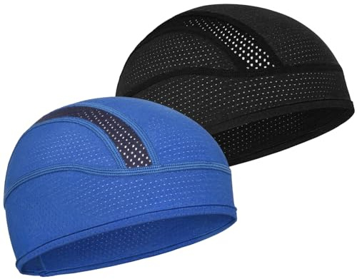 MELASA Cooling Fahrradmütze Unter Helm, Mesh Atmungsaktive Männer Frauen | Schnelltrocknend, ultra-leicht, perfekte Helmpassform ohne Druckstellen, Mesh-Belüftung für Radfahren Motorrad Laufen
