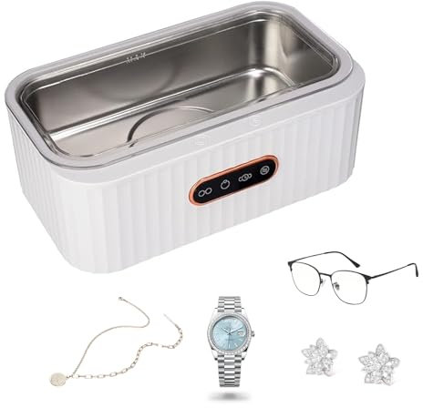 Sonic Cleaner,Sonic Jewellery Cleaner Machine,Jewelry Cleaner,Jewellery Cleaner Ultrasonic,Glasses Cleaner Machine,4 Cleaning Modes,304 Stainless Steel Cleaning,Suitable for Jewelry,Glasses (White)