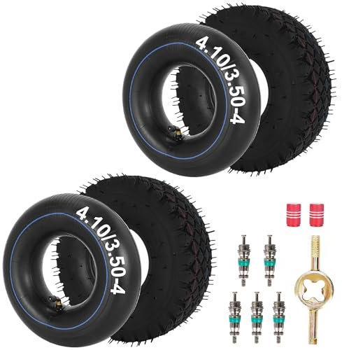 4.10/3.50-4 Pneu Chambre à Air pour ATV Quad 4 Roues Go Kart Tondeuse à Gazon Souffleuse à Neige Camion à Main Tracteur Brouette Générateur Utilitaire Chariot Mini Vélo 2 Set