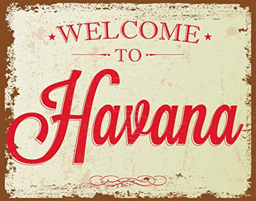 Metallschild Willkommen Bei Havana Retro Blechschild Vintages Retro Metall Poster Lustiges Blechschild Für Garage Bar Badezimmer M