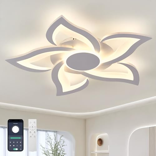 GWYAJTU Blume Deckenlampe Mit Fernbedienung APP, LED Dimmbar 3000K-6000K Deckenleuchte, 36W Moderne Lampe Mit Timer Für Schlafzimmer Küche Wohnzimmer Büro