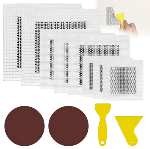 TAIHOBO Aluminum Wall Repair Patch, 12PCS Wall Repair Kit, Self Adhesive Wall Patch Repair Kit, 8PCS 2/4/6 inch Plasterboard for Quickly Fixing Broken Walls, with 2 Sandpaper and 2 Putty Knife