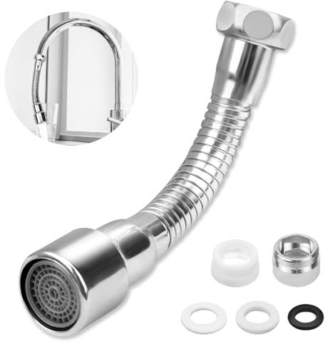 VZXZXE Prolunga per rubinetto 14 cm, funzione girevole a 360°, antiesplosione e antiruggine, adatto per il bagno e le estensioni del rubinetto della cucina