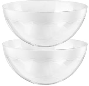 HOMESHOPA Clear Plastic Serving Bowl 2800ml 2 Pack, Large Salad Mixing Bowls, Sturdy & Reusable Kitchen Cooking Food Prep Bowl for Salad Snacks & Crisps, Dishwasher Safe