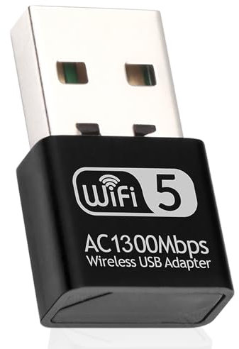 Chiavetta USB WiFi 1300Mbps per PC Fisso, Antenna Wifi Dual Band 2.4GHz/5.8GHz Adattatore di Rete Wireless per PC/Desktop/Laptop, Compatibile con Windows 11/10/8/7/Vista/XP, Mac OS 10.9 a 10.15