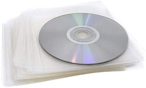 AMAPOLAS 1000 Bustine per CD E Dvd Trasparenti in Plastica PVC con Aletta di Chiusura