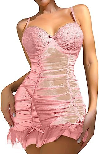 WILLBEST Damen Dessous reizwäsche Set große größen nachthemden für Damen sexy Kleid für Sex Weihnachts Dessous nippelklemmen brustwarzen Sex Underwear Women schwarzes top