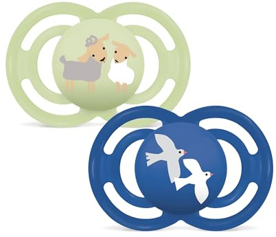 MAM Perfect® Doppelpack Schnuller 6+ Monate (2er-Set), MAM Schnuller 6-16 Monate aus Silikon für eine gesunde orale Entwicklung, 2-teiliges Zubehör-Set für Neugeborene mit