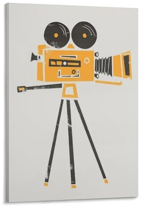 QOGDAF Póster de lienzo con cámara cine, decoración de dormitorio, paisaje, oficina, habitación, regalo, 40 x 60 cm