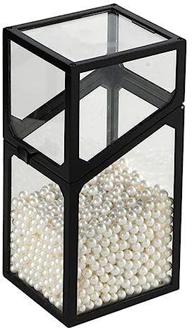 LIOOBO Makeup Brush Bucket Decorative Storage Container Cosmetic Storage Box Artificial Pearls for Desktop Organiser in Black