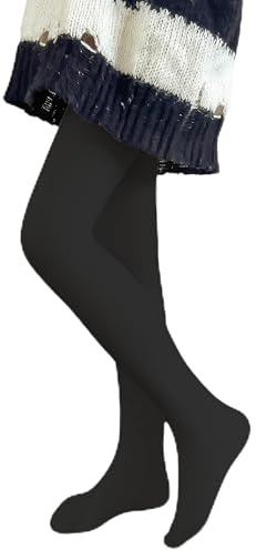 Domueay Collants Thermiques pour Filles épais et chauds, Doux et Extensibles Collant et Doublure Épais Opaque, Décontractés Hiver Leggings pour Performance danse école ballet, 4-6 ans, Noir