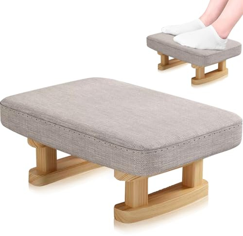 Cnwinu Foot Stool,Footstools with Removable Footstool Cover,Foot Rest Under Desk with Stable Wooden Legs,Ottoman Footstools for Living Room,Office,Entryway,Bedroom (Light Gray)