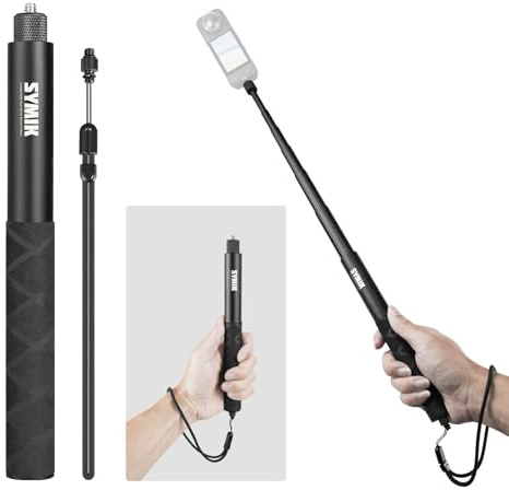 SYMIK Invisible Selfie Stick for Insta360 (120cm/47.2in), Aluminum Alloy Extension Stick Portable Extendable Monopod Pole with 1/4'' Screw and Wrist Strap for Insta 360 X5 X4 Air X3 ONE X2 Osmo 360
