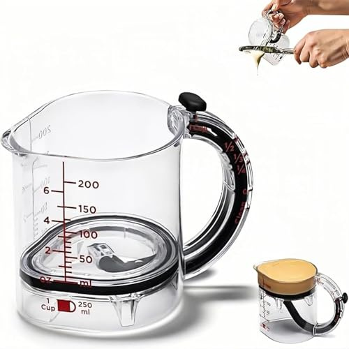 4 in 1 Adjustable Measuring Cup, 250ml Multi-Functional Up Cup with Scraper-Style Seal Base, Easy to Clean No Waste Design for Cooking and Baking & Ingredients