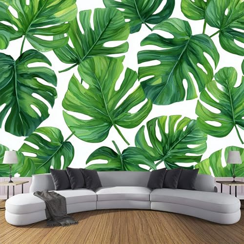 Photo Wallpaper Monstera Leaves 150×105 Cm 3D Printing Wall Mural Decoration Poster Picture Design Tropical Leaves Living Room Kitchen Bedroom Wall Mural, Green