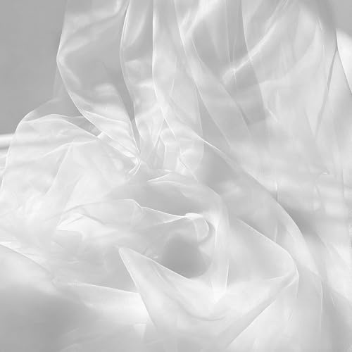 Weißer Organza Stoff, 2x1.6m Transparenter Soft Tüllstoff Meterware Tüll Stoffe Zum Nähen, Netzstoff Dekostoff Für Arbor Hochzeit Vorhang Hochzeitsbogen Freihanddeko Torbogen Zeremonie (2x1.6m)
