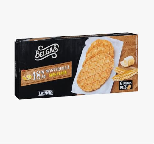 Biscuits au beurre Hacendado Belges – Boîte de 6 paquets de 180 g – Lot de 5