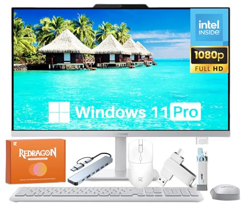 Lenovo All in One Desktop Computer 2025, 23.8 IPS FHD 1080P, Intel 4-Core CPU, 16 GB RAM, 512 GB SSD, Wi-Fi 6, Business & Home, Wired Keyboard and Mouse, 128GB USB Drive, Windows 11 Pro