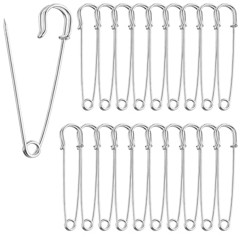 20 Pcs Large Safety Pins,Silver Large Safety Pins Strong,Durable Kilt Pin,Heavy-Duty Metal Pin with Strong Lock,for Clothes Fixed Blankets Thick Fabric Leather Crafts Arts Clothes Brooch Making
