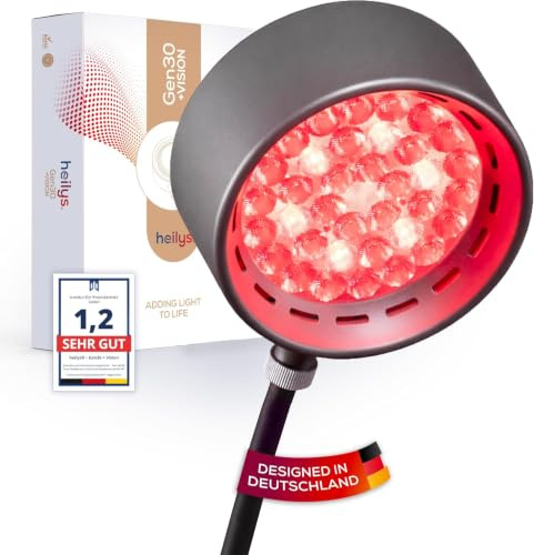 heilys® Gen30 LED Rotlichtlampe mit 6 Wellenlängen (630–850 nm) | Rot- & Nahinfrarotlicht Lampe mit Vision-Modus 670 nm | Stufenweise höhenverstellbar, Pulsmodus (Schwarz)