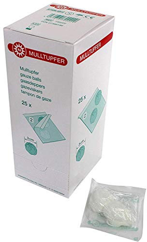 Flesje - Confezione da 50 tamponi di garza sterili, 25 pezzi sterili