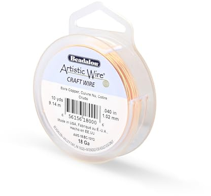 Artistic Wire, 18 Gauge Uncoated Bare Copper Copper Craft Wire, 10 yd