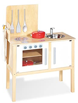 Pinolino - 229313 - Kinder Kombi Küche Jette - mit magnetisch befestigten Kochbesteck, Maße: 55 x 30 x 87 cm