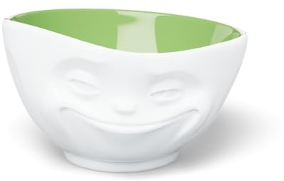 FIFTYEIGHT PRODUCTS / Tassen / Schale „Grinsend“ (Porzellan, 500ml, weiß, Innen Pistazie, Made in Germany)