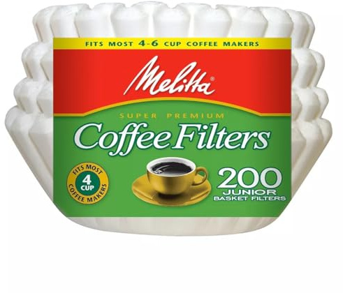 Melitta Junior Basket Coffee Filters 200-Count, White, 4-6 Cups (Pack of 3)