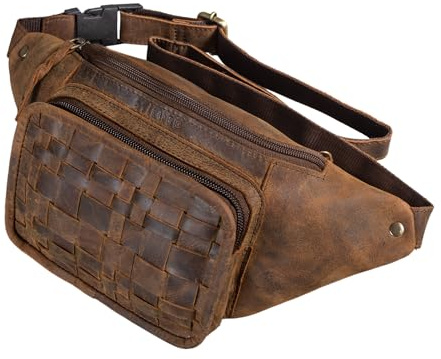 STILORD Maya Gürteltasche Damen Leder stylisch und groß Vintage Bauchtasche für Frauen Handytasche Crossbody Hüfttasche elegant geflochten Echtleder Farbe:vinto - braun