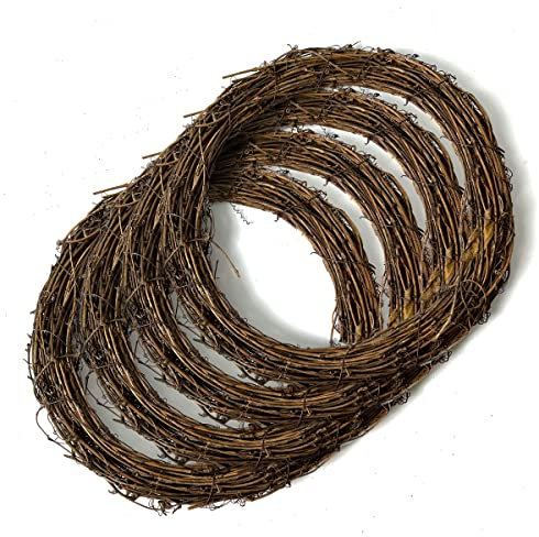 Worown 4 Pcs 30cm Natural Grapevine Wreaths Vine Branch Wreath Rattan Wreath for DIY Christmas Craft, Front Door Wall Hanging, Wedding and Party Decors