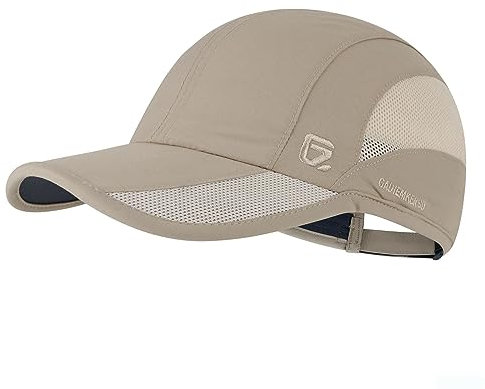 GADIEMKENSD Running Cap Mens Cooling Hats Summer Sun Hat Dri Fit Workout Hat Hiking Accessories for Golf Hiking Outdoor Camping Gym Tennis Travel Cycling Horse Fishing Walking Caps (Khaki, M)