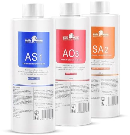 P-Beauty Aquafacial AO3 Solution | Sérum à la vitamine C pour hydrodermabrasion | Soins du visage | Tous types de peau | Régénère et tonifie | Solution pour appareil aquatique (AO3, 400 ml)