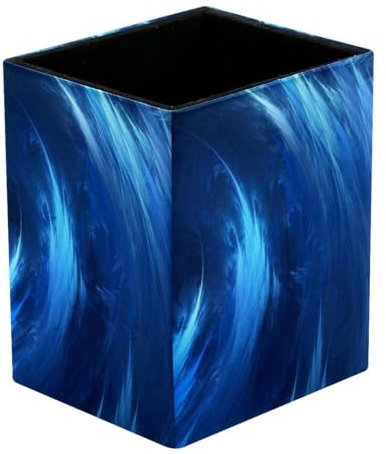 Eslifey Pen Holder Square Pencil Holder for Desk, Spiral Wave Curl Digital Art Water Pen Pot Pen Cup Makeup Brushes Holder Stand Display Desk Stationery Organiser for Home Office School