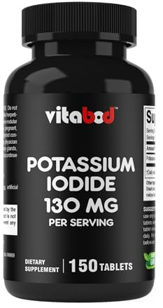 Vitabod Potassium Iodide Dietary Supplement 130 mg per Serving - 150 Tablets (1 Bottle) - Exp 05/2030