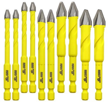 Trapano eccentrico a spirale 6/8/10/12MM Set di punte DARTOTEK Twist Drill Bits Legno/Plastica/Vetro/Mattone in calcestruzzo Multi-Material Drill Bit con Bit Storage Case, 10 pz.