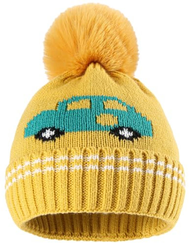 VALICLUD Wintermütze Für Strickmütze Mit Plüschball Junge Mädchen Cartoon Ohrenwärmer Für Jungen Und Mädchen Warm Und Bequem