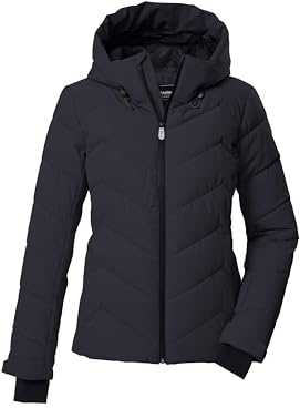 killtec Damen Skijacke/Steppjacke/Funktionsjacke in Daunenoptik mit Kapuze und Schneefang KSW 31 WMN SKI QLTD JCKT, schwarz blau, 38, 43417-000